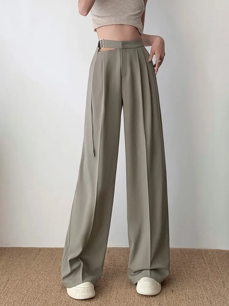 High Waist Suit Wide Leg Women's Full Pants Sashes Spring Summer Female Elegant Minimalism Straight Loose Trousers 2023 New
High Waist Suit Wide Leg Women's Full Pants Sashes Spring Summer Female Elegant Minimalism Straight Loose Trousers 2023 New