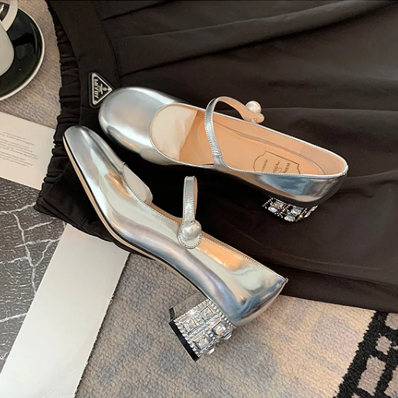 Silver Round Head Mary Janes Black Buckle Strap Women Shoes Spring Thick Heels Outdoor Zapatos Mujer
Silver Round Head Mary Janes Black Buckle Strap Women Shoes Spring Thick Heels Outdoor Zapatos Mujer