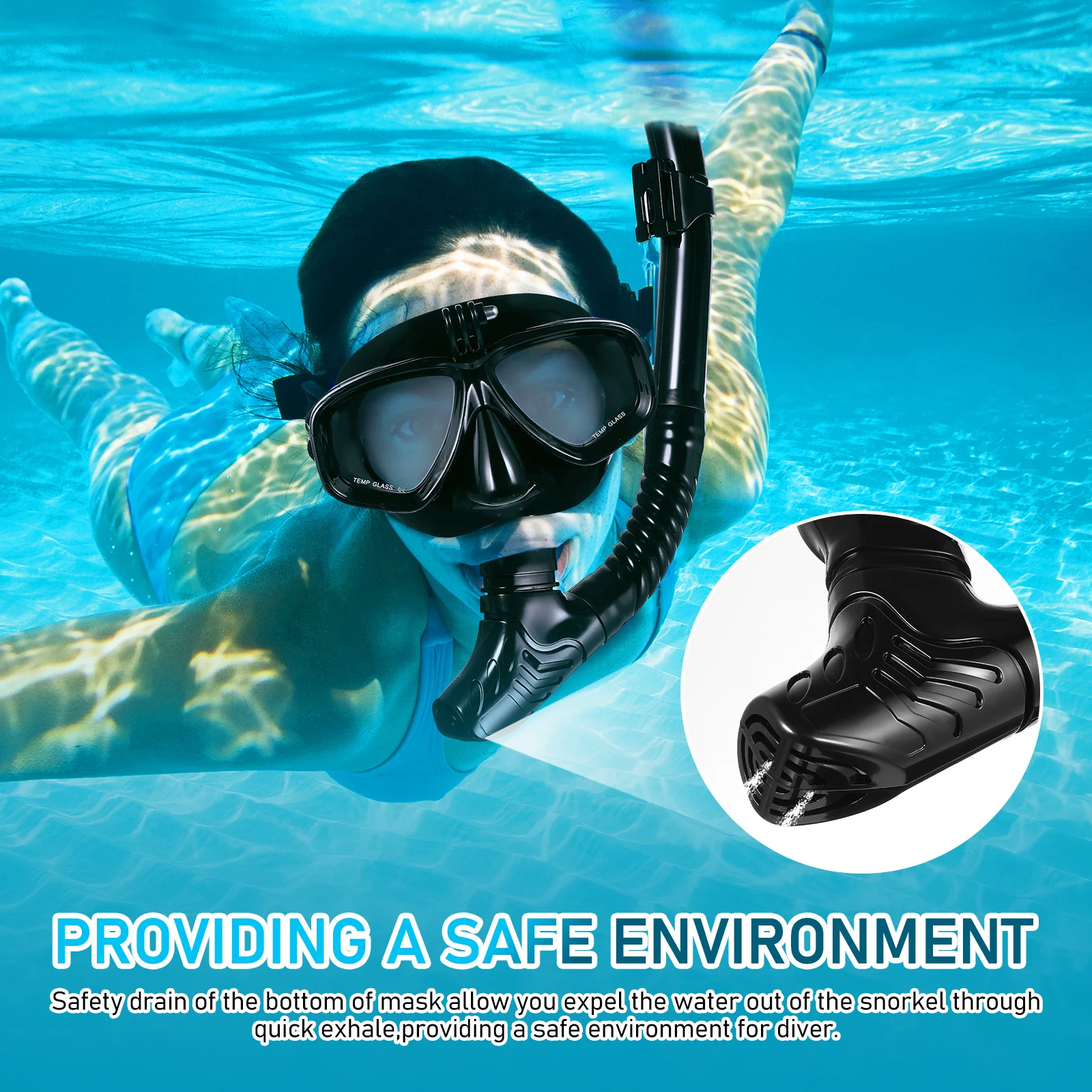 Snorkeling Suit Diving Equipment Anti-Fog Design Tempered Glass Lens Dry Snorkel Set Adjustable Silicone Skirt Black Earplugs
Snorkeling Suit Diving Equipment Anti-Fog Design Tempered Glass Lens Dry Snorkel Set Adjustable Silicone Skirt Black Earplugs