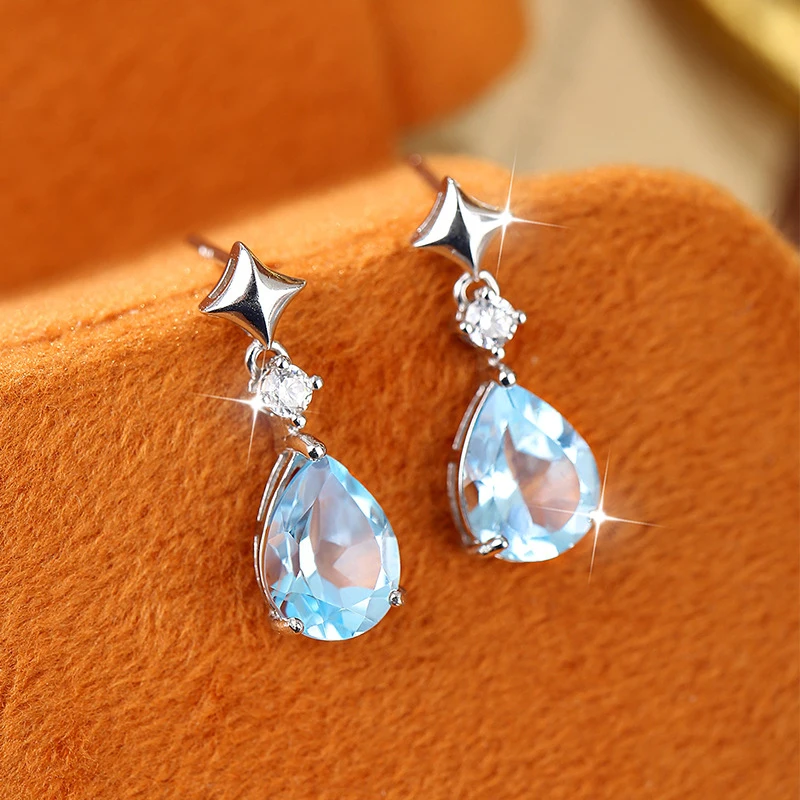 Natural stone pear-shaped drop 7x9mm s925 sterling silver earrings
Natural stone pear-shaped drop 7x9mm s925 sterling silver earrings