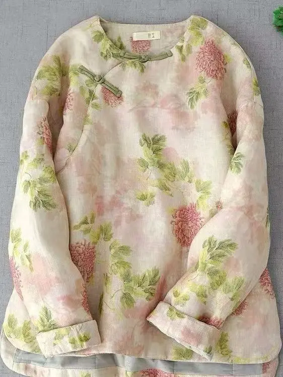 Retro Chinese Artistic Print Loose Fit round Ne Buttoned Cotton Jaet ort Sle Women's Warm Thiened Winter Outerwear
Retro Chinese Artistic Print Loose Fit round Ne Buttoned Cotton Jaet ort Sle Women's Warm Thiened Winter Outerwear