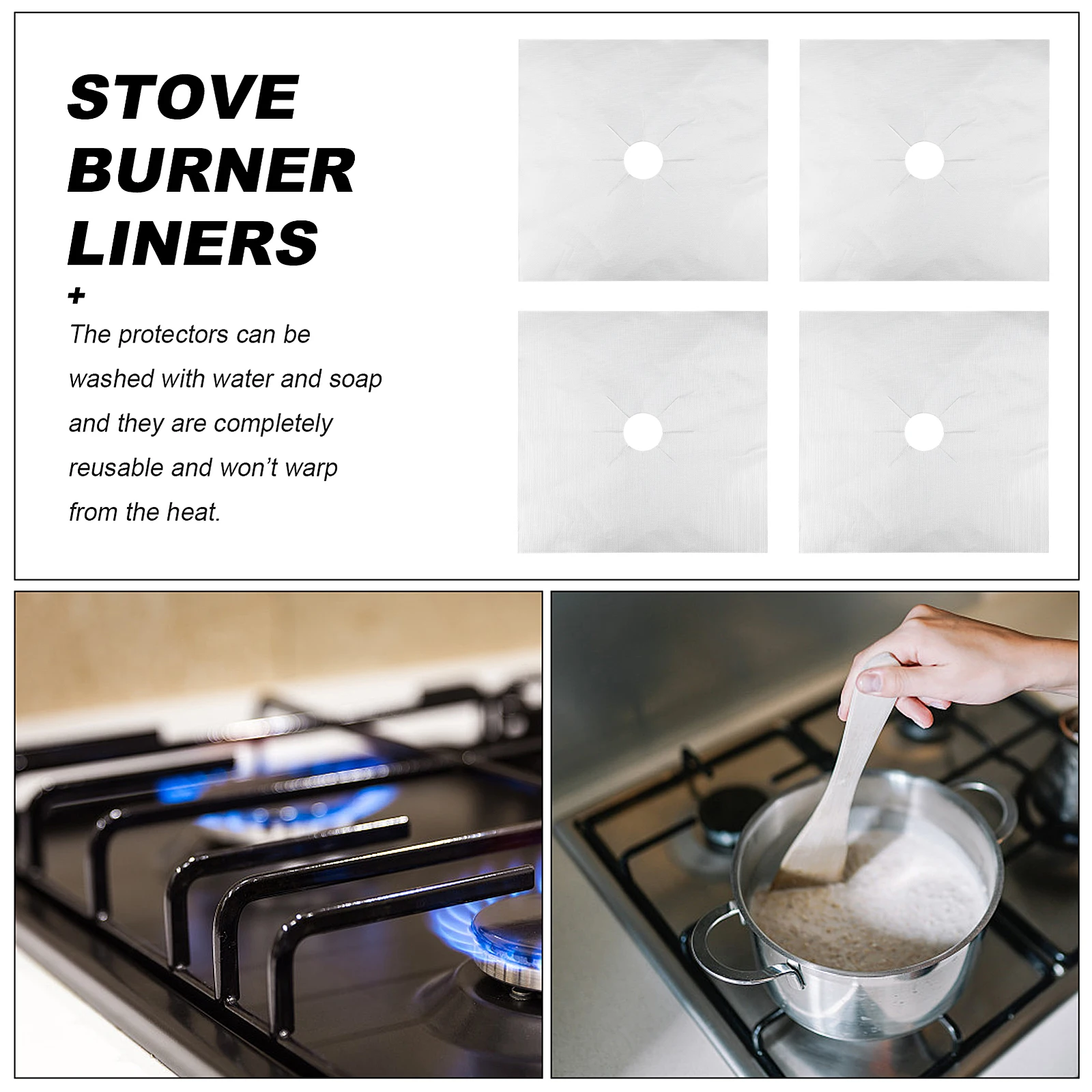 4 Pcs Gas Stove Protection Mat Burner Covers Stovetop Liners Fiberglass for Burners Protectors
4 Pcs Gas Stove Protection Mat Burner Covers Stovetop Liners Fiberglass for Burners Protectors