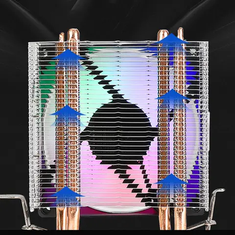 CPU Cooler with 2 Heat Pipes Quiet Rainbow RGB Cooling Fan 3PIN CPU Cooling Fan for Intel LGA 775 1150/1151/1155/1156/1200 AMD