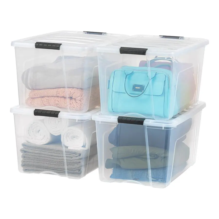 Clear Storage Box 72 QT Plastic with Lid Latches 4 Pack BPA Free Stackable Container
Clear Storage Box 72 QT Plastic with Lid Latches 4 Pack BPA Free Stackable Container