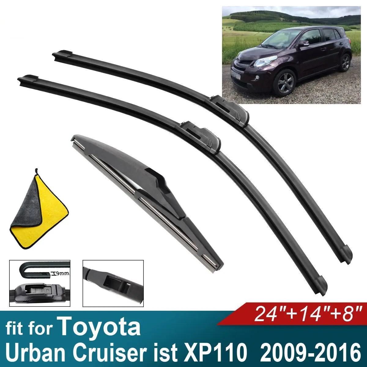Car Windshield Wiper Blades Fit For Toyota Urban Cruiser ist XP110 Rear Wiper Blades Soft Rubber Auto Front Windscreen
Car Windshield Wiper Blades Fit For Toyota Urban Cruiser ist XP110 Rear Wiper Blades Soft Rubber Auto Front Windscreen