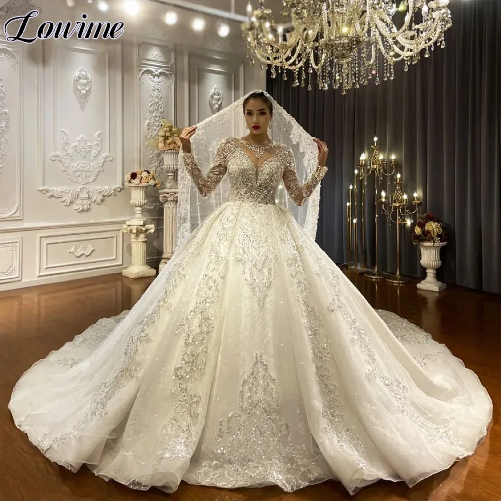 Long Sleeves Luxury Wedding Dresses A-Line Shiny Beading Brides Dresses For Women New Elegant Wedding Gowns Vestido De Casamento
Long Sleeves Luxury Wedding Dresses A-Line Shiny Beading Brides Dresses For Women New Elegant Wedding Gowns Vestido De Casamento