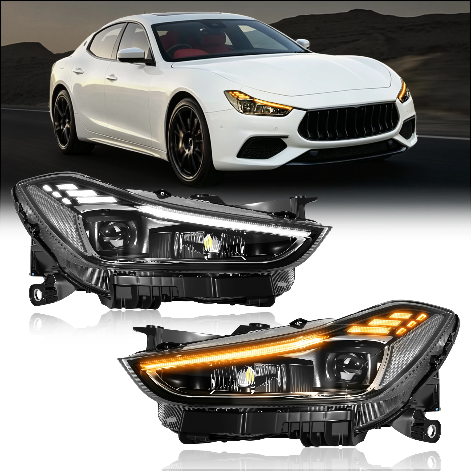Car LED Headlights For Maserati Ghibli 2018 - 2022 Low / High Beam Headlamp Assembly with DRL Light Amber Turn Signal Light
Car LED Headlights For Maserati Ghibli 2018 - 2022 Low / High Beam Headlamp Assembly with DRL Light Amber Turn Signal Light