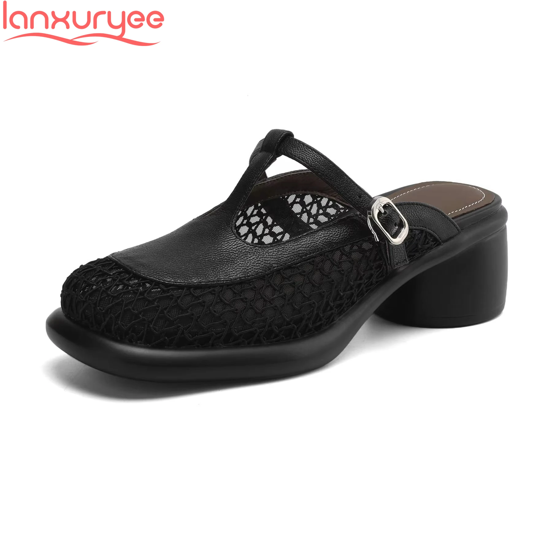 Lanxuryee 2025 Sheepskin Breathable Mesh Med Heels Casual Summer Shoes Comfort Dating Mules Modern Luxury Fashion Women Sandals
Lanxuryee 2025 Sheepskin Breathable Mesh Med Heels Casual Summer Shoes Comfort Dating Mules Modern Luxury Fashion Women Sandals