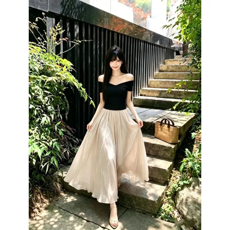 Women's Off Shoulder Top Shimmer Maxi Skirt Two Piece Set Summer Elegant Outfit
Women's Off Shoulder Top Shimmer Maxi Skirt Two Piece Set Summer Elegant Outfit