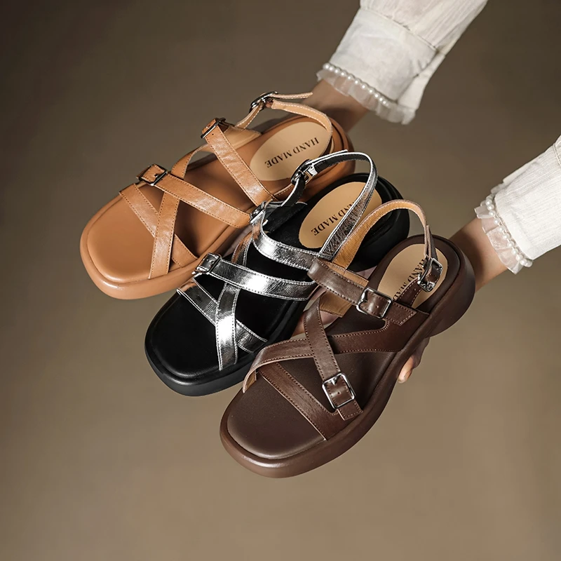 Women's new summer leather cowhide loose grip midsole thick sole retro open toed fish mouth shoes fashion sandals
Women's new summer leather cowhide loose grip midsole thick sole retro open toed fish mouth shoes fashion sandals