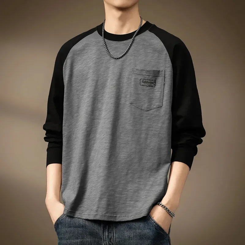 Новая свободная хлопковая футболка с длинными рукавами и длинными рукавами в американском стиле контрастного цвета с круглым вырезом и длинными рукавами
Новая свободная хлопковая футболка с длинными рукавами и длинными рукавами в американском стиле контрастного цвета с круглым вырезом и длинными рукавами