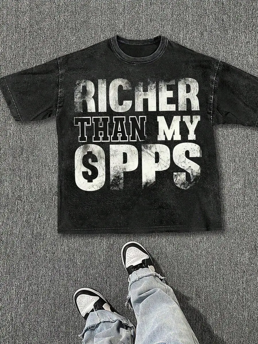 Mens Washed Cotton Streetwear T-Shirt With Bold Graphic Print Summer Casual Short Sleeve
Mens Washed Cotton Streetwear T-Shirt With Bold Graphic Print Summer Casual Short Sleeve