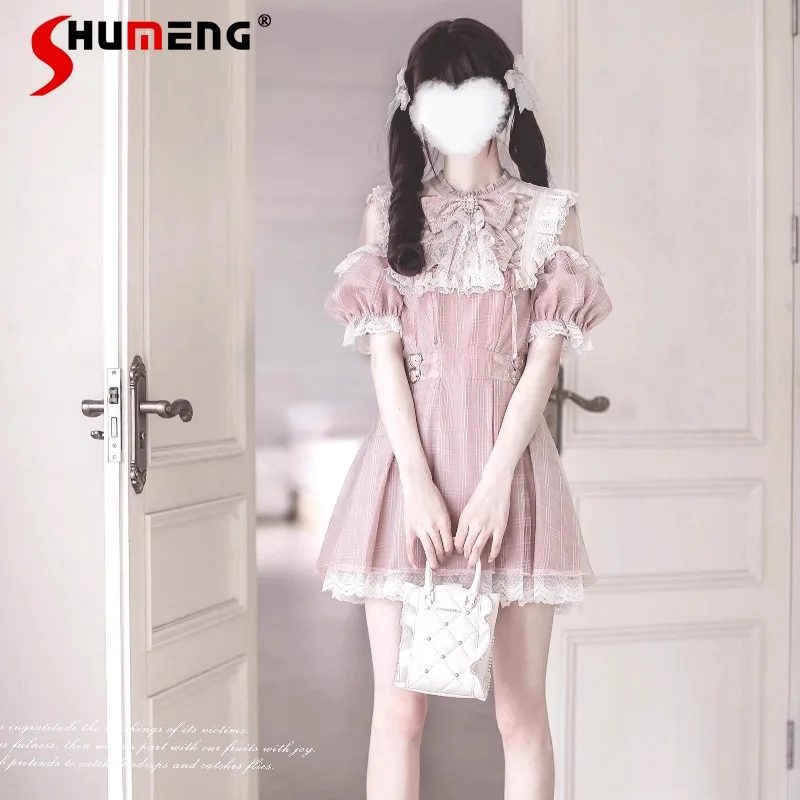 Japanese Original Rojita Style Mine Series Mass-produced Gray-pink Dress Lolita Short Sleeves O-neck Slimming Dresses For Women
Japanese Original Rojita Style Mine Series Mass-produced Gray-pink Dress Lolita Short Sleeves O-neck Slimming Dresses For Women