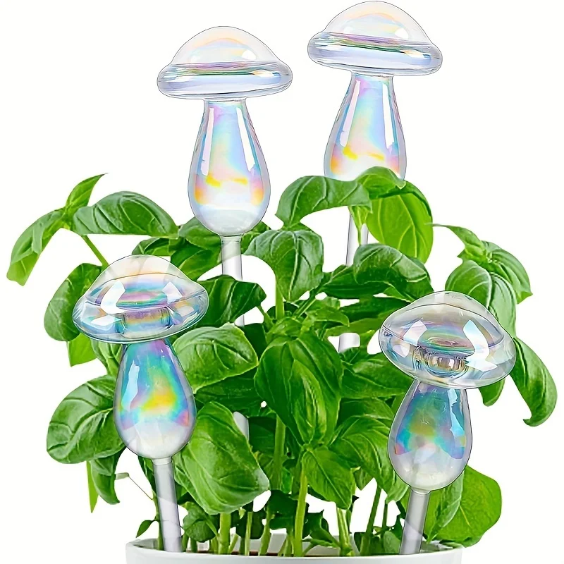 4-Piece Iridescent Mushroom Glass Watering Globes - Self-Watering Planter Inserts For Indoor & Outdoor Plants
4-Piece Iridescent Mushroom Glass Watering Globes - Self-Watering Planter Inserts For Indoor & Outdoor Plants