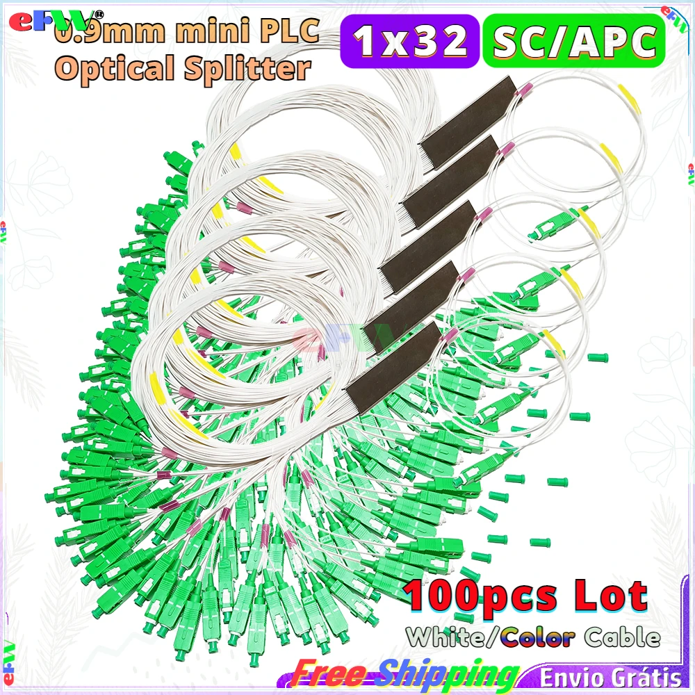 100pcs/lot 1x32 PLC Optical Coupler mini 0.9mm FTTH Fiber Optic Splitter 1-to-32 SC APC colored fiber 1*32 SC/APC FBT splitters
100pcs/lot 1x32 PLC Optical Coupler mini 0.9mm FTTH Fiber Optic Splitter 1-to-32 SC APC colored fiber 1*32 SC/APC FBT splitters