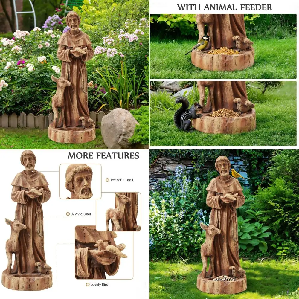 Outdoor Religious Garden Statue of Saint Francis of Assisi with Bird Feeder for Patio, Yard, and Home Decor
Outdoor Religious Garden Statue of Saint Francis of Assisi with Bird Feeder for Patio, Yard, and Home Decor