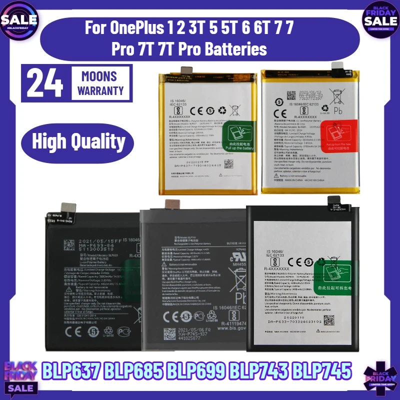 CReplacement Phone Battery for OnePlus 1 2 3T 5 5T 6 6T 7 7 Pro 7T 7T Pro Batteries
CReplacement Phone Battery for OnePlus 1 2 3T 5 5T 6 6T 7 7 Pro 7T 7T Pro Batteries