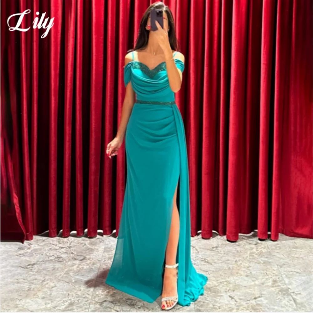 Lily Green Sexy Prom Dresses Sweetheart Off the Shoulder Beadwork Prom Gown Satin Backless Side Split Formal Gown Customized
Lily Green Sexy Prom Dresses Sweetheart Off the Shoulder Beadwork Prom Gown Satin Backless Side Split Formal Gown Customized