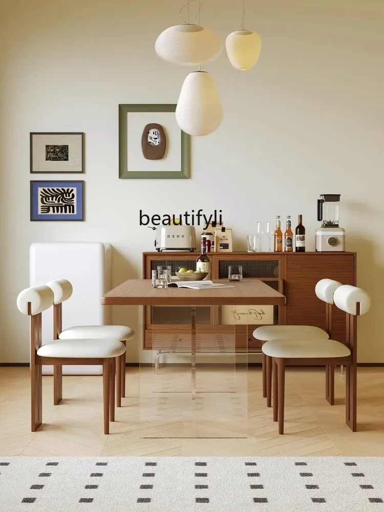 Retro Style Suspension Acrylic Solid Wood Dining Tables and Chairs Set Small Apartment Simple Home Rectangular
Retro Style Suspension Acrylic Solid Wood Dining Tables and Chairs Set Small Apartment Simple Home Rectangular