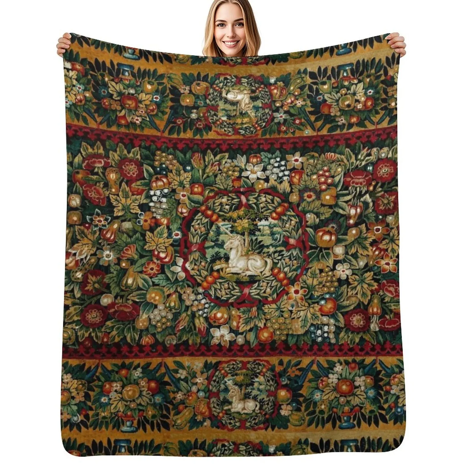 Medieval Unicorn Floral Tapestry Throw Blanket Durable Warm Blanket for Daily Home Use
Medieval Unicorn Floral Tapestry Throw Blanket Durable Warm Blanket for Daily Home Use