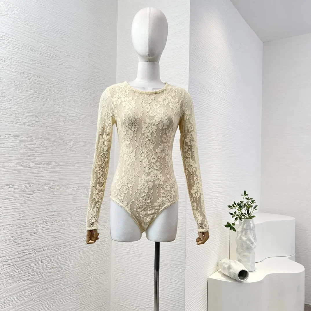 High Quality 2024 New Beige Long Sleeve Lace Patchwork Women Beach Style Black Bodysuit
High Quality 2024 New Beige Long Sleeve Lace Patchwork Women Beach Style Black Bodysuit