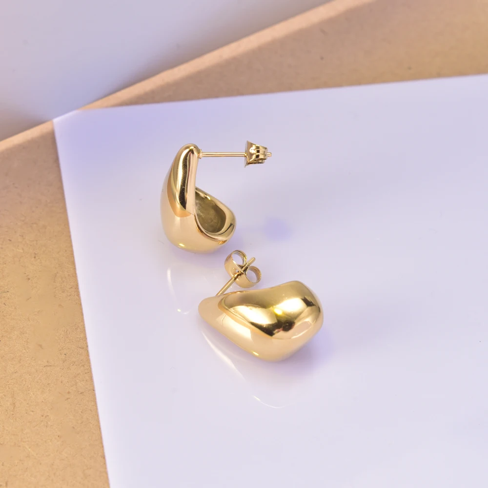 tainless Steel Gold-Plated Teardrop Earrings - Mirror Polished Streamlined Design with Elegant Curves for Daily Wear
tainless Steel Gold-Plated Teardrop Earrings - Mirror Polished Streamlined Design with Elegant Curves for Daily Wear