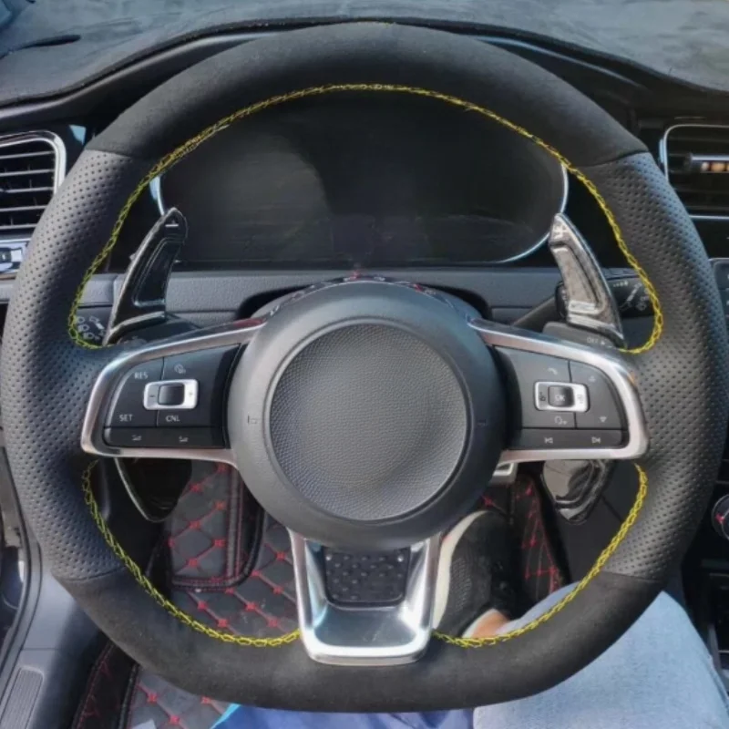 Замшевый чехол на руль автомобиля для Volkswagen VW GOLF GTI R GTD GTE MK7 7 POLO GTI, чехол на руль, автомобильные аксессуары
Замшевый чехол на руль автомобиля для Volkswagen VW GOLF GTI R GTD GTE MK7 7 POLO GTI, чехол на руль, автомобильные аксессуары