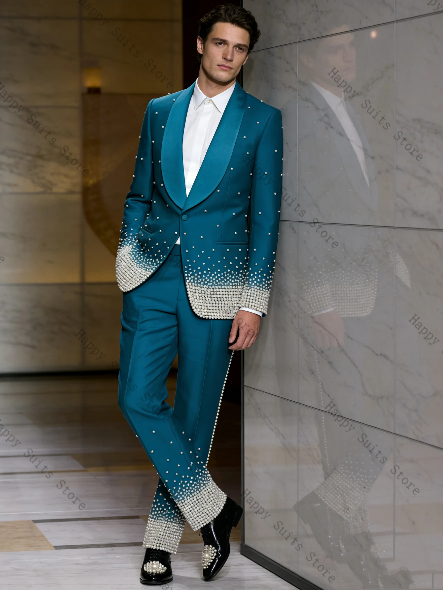 Crystals Blue Men Suit Set 2 Pcs Groom Blazer+Pants Trousers Luxury Formal Office Coat Wedding Tuxedo Customized Jacket Outfit
Crystals Blue Men Suit Set 2 Pcs Groom Blazer+Pants Trousers Luxury Formal Office Coat Wedding Tuxedo Customized Jacket Outfit