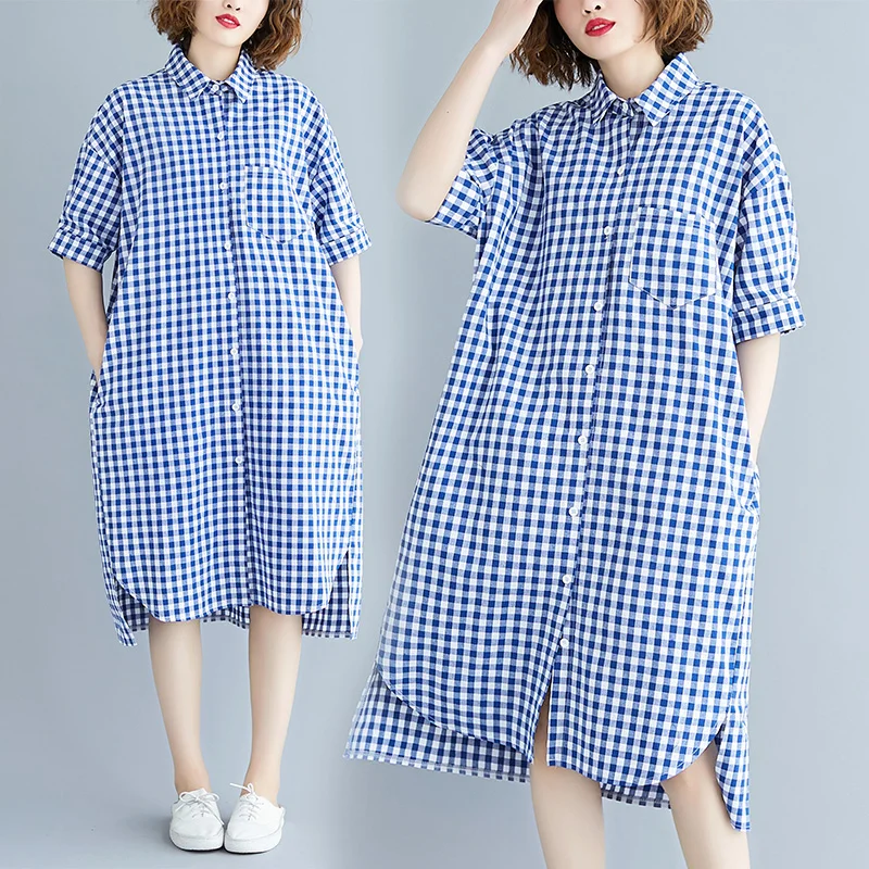plus Size Women's Loose Plaid Dr ort Sve Belly Covering Slimming Mid-Length irt Dr Artistic Collar Commute
plus Size Women's Loose Plaid Dr ort Sve Belly Covering Slimming Mid-Length irt Dr Artistic Collar Commute