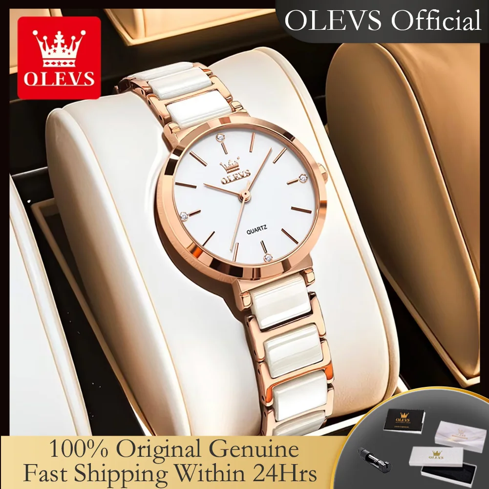 OLEVS 5877 Japan Quartz Movement Woman Watch Simple Elegant Luxury Rose Gold Ceramics Strap Waterproof Ladies Dress Wristwatch
OLEVS 5877 Japan Quartz Movement Woman Watch Simple Elegant Luxury Rose Gold Ceramics Strap Waterproof Ladies Dress Wristwatch