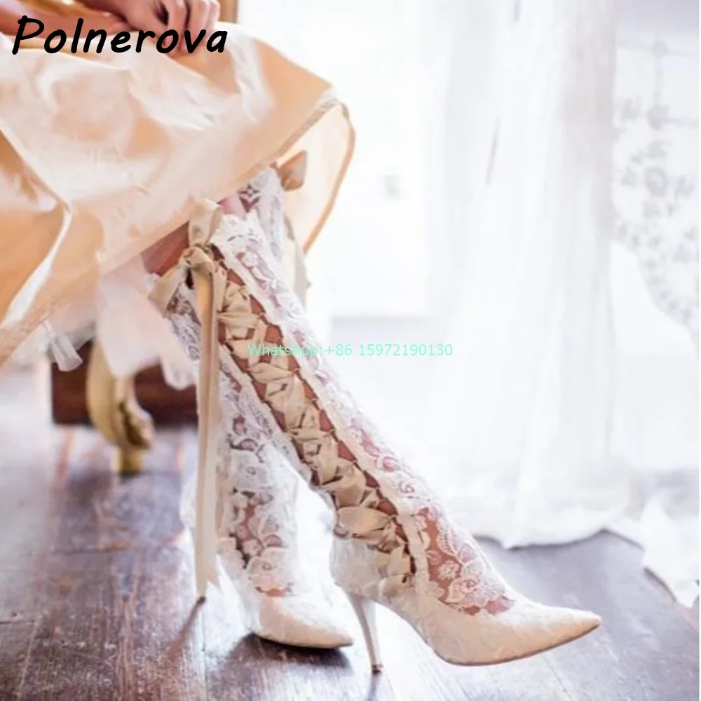 Lesbian Cross Tied Knee High Boots Hollow Pointy Toe Solid Thin Heels Lace Up Shoes Luxury Palace Princess Wedding Dress Shoes
Lesbian Cross Tied Knee High Boots Hollow Pointy Toe Solid Thin Heels Lace Up Shoes Luxury Palace Princess Wedding Dress Shoes