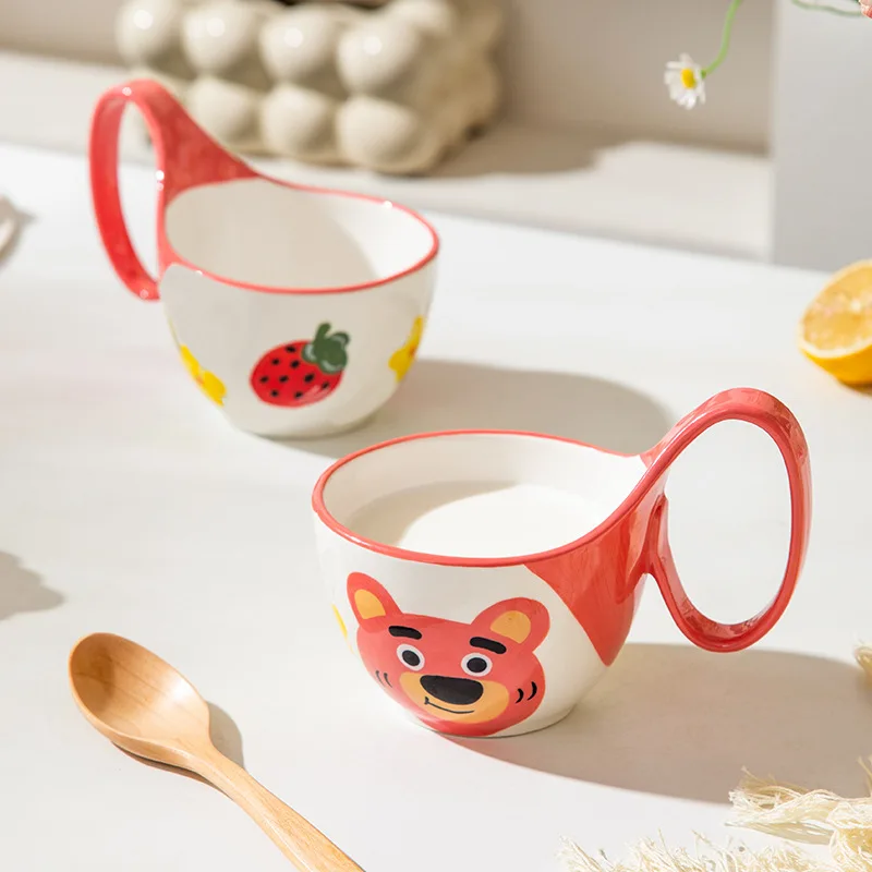 Керамическая кружка Strawberry Moe Tiger, бытовая чашка для кофе большой емкости с молоком для завтрака и овсяными ушками 
Керамическая кружка Strawberry Moe Tiger, бытовая чашка для кофе большой емкости с молоком для завтрака и овсяными ушками