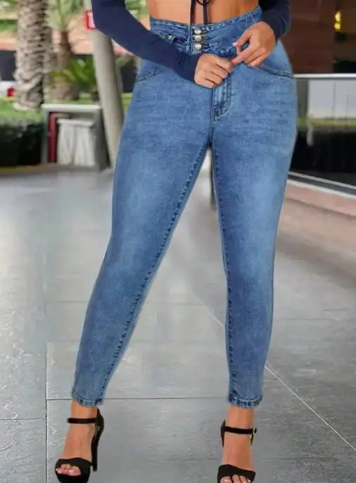 Fashion Women's Tight Jeans Summer Fashion High Waist Asymmetric Waist Button Design Tight Jeans Suitable for Daily Work
Fashion Women's Tight Jeans Summer Fashion High Waist Asymmetric Waist Button Design Tight Jeans Suitable for Daily Work