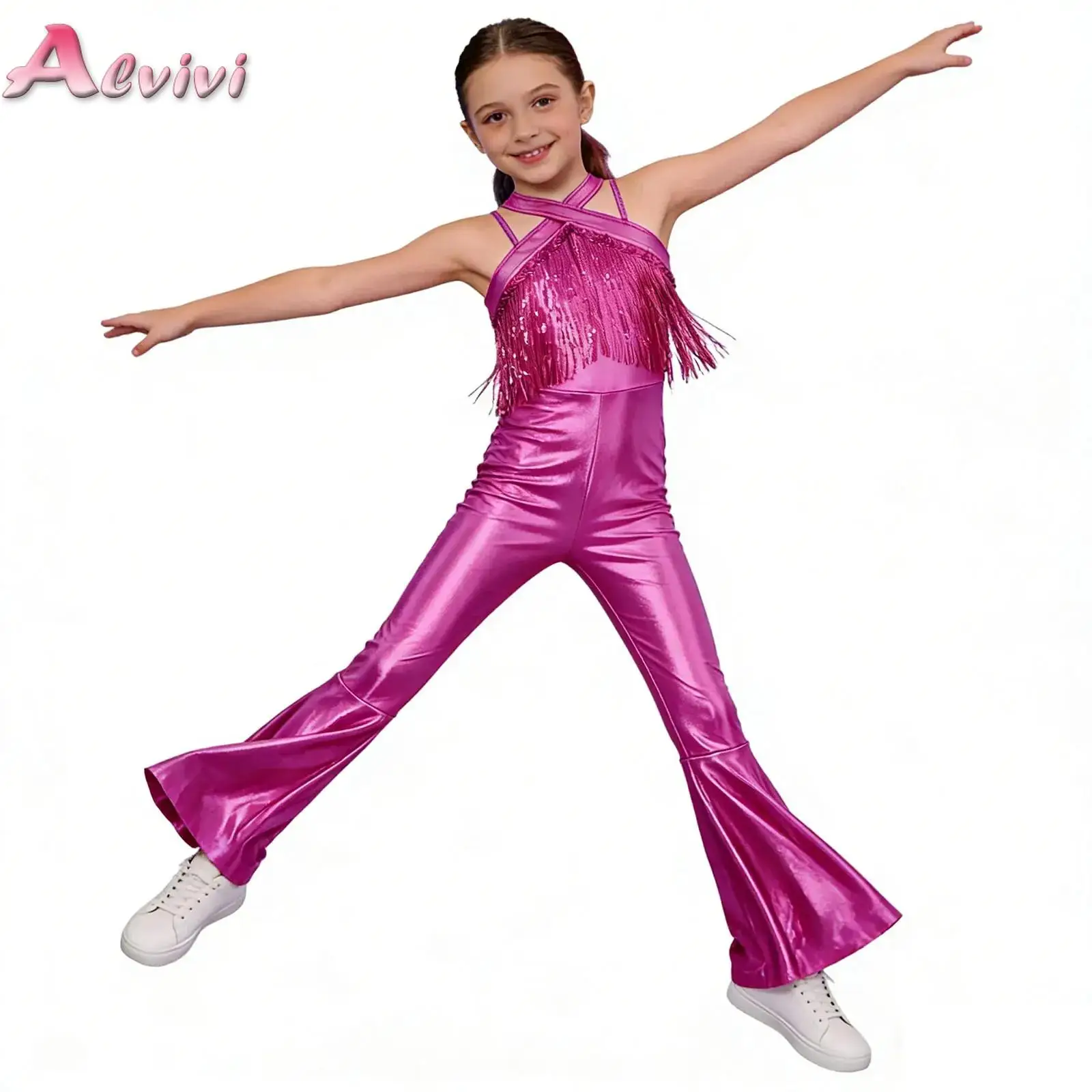 Kids Girls Metallic Jumpsuit Sequins Hippie Costume New Tank Unitard Bell-bottom Long Pants Bodysuit for Disco Dance 60s 70s
Kids Girls Metallic Jumpsuit Sequins Hippie Costume New Tank Unitard Bell-bottom Long Pants Bodysuit for Disco Dance 60s 70s