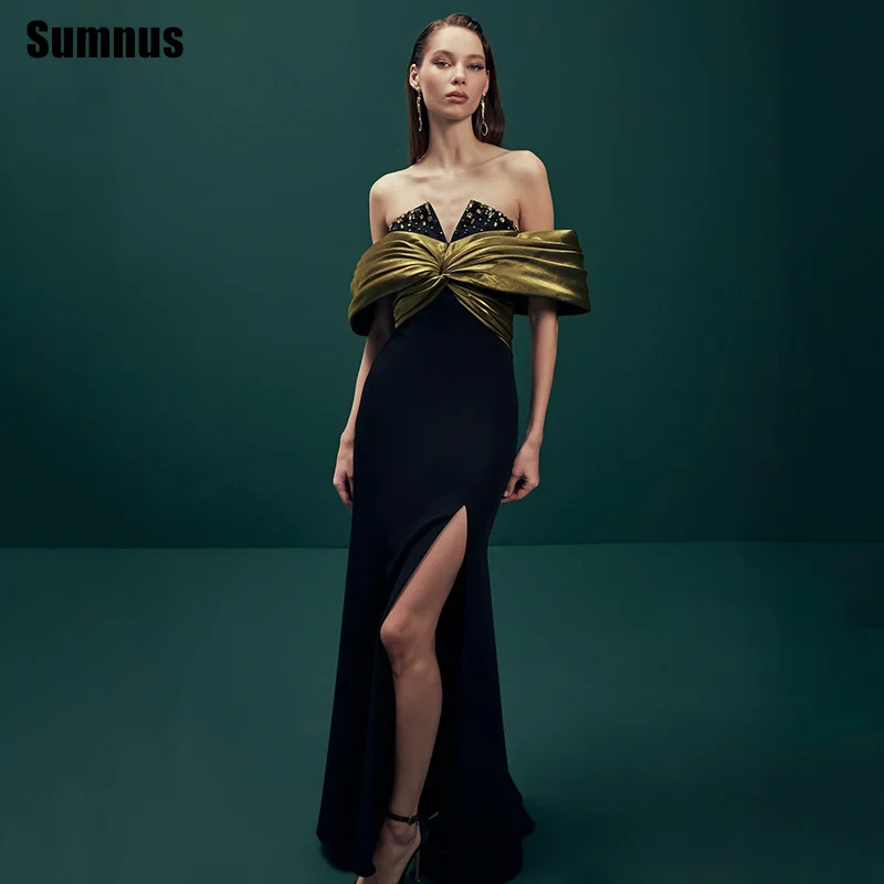 Sumnus Elegant Mermaid Prom Dresses Contrast Color Beading Off The Shoulder Side Slit Formal Dresses vestidos Customized
Sumnus Elegant Mermaid Prom Dresses Contrast Color Beading Off The Shoulder Side Slit Formal Dresses vestidos Customized