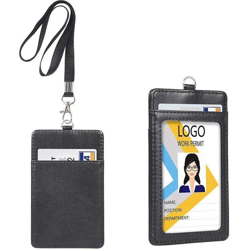 Vertical PU Leather ID Badge Holder with Clear Window Card Slot and Neck Lanyard for Office Worker Student
Vertical PU Leather ID Badge Holder with Clear Window Card Slot and Neck Lanyard for Office Worker Student