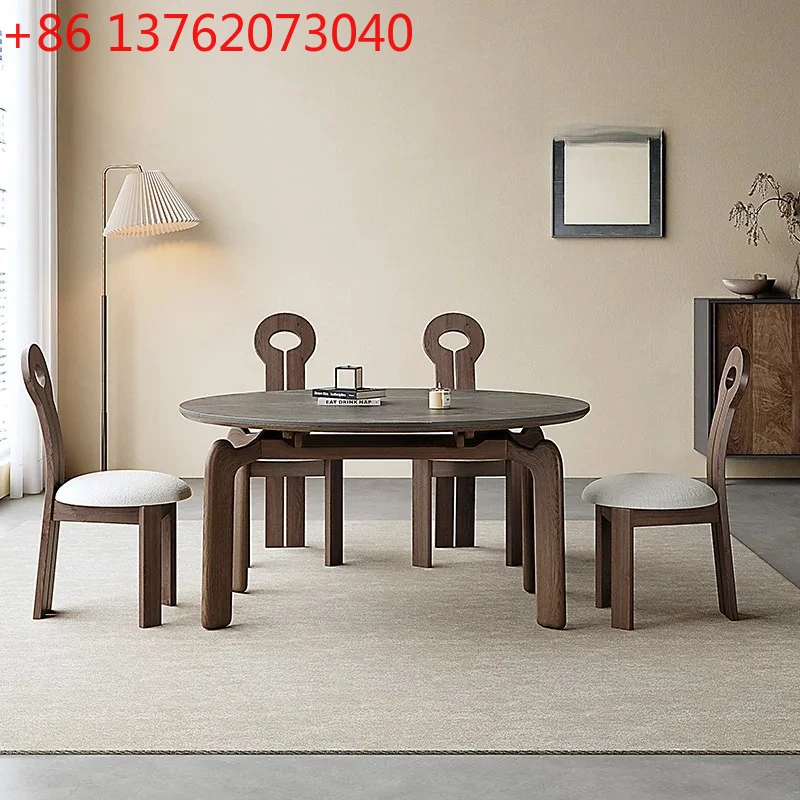 Slate dining table retractable modern simple household French retro style round solid wood dining table and chairs
Slate dining table retractable modern simple household French retro style round solid wood dining table and chairs