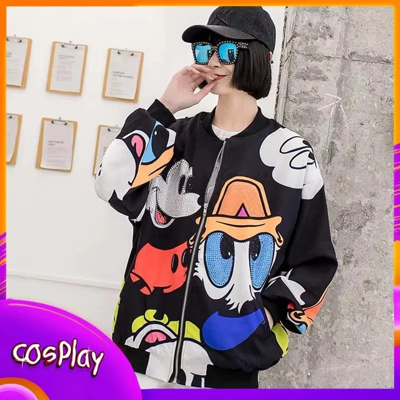 Disney Mickey Donald Duck Print Jacket For Women Fashionable Loose And Slim BF Baseball Jacket Casual Short Coat Trendy Top Gift
Disney Mickey Donald Duck Print Jacket For Women Fashionable Loose And Slim BF Baseball Jacket Casual Short Coat Trendy Top Gift