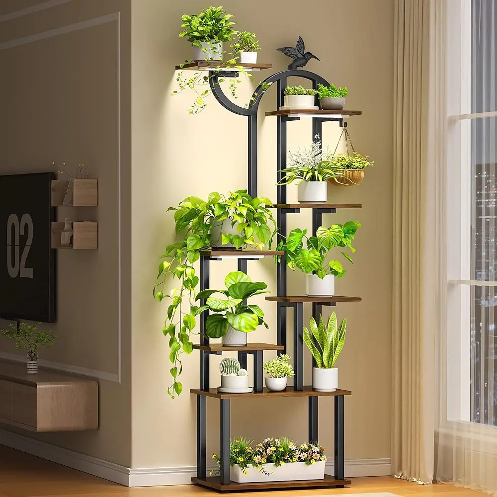 63"" Tall Plant Stand Indoor With Grow Lights, 8 Tiered Corner Plant Shelf With Magnetic Cable Organizers And Decorative Bird,
63"" Tall Plant Stand Indoor With Grow Lights, 8 Tiered Corner Plant Shelf With Magnetic Cable Organizers And Decorative Bird,