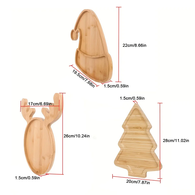 3 PCS Christmas Wooden Serving Tray Wooden Plate Table Serving Platter For Christmas DIY Unique Food Cake Snack Fruit-B61B
3 PCS Christmas Wooden Serving Tray Wooden Plate Table Serving Platter For Christmas DIY Unique Food Cake Snack Fruit-B61B