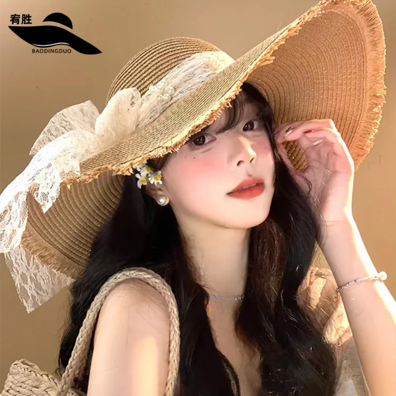 Custom Summer French Style Wide Brim Hat Women Fashion Ins Beach Straw Hat Pastoral Pearl Face Slimming S
Custom Summer French Style Wide Brim Hat Women Fashion Ins Beach Straw Hat Pastoral Pearl Face Slimming S