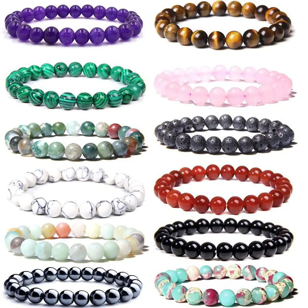 8mm Natural Stone Bracelet Tiger's Eye Amethyst Red Agate Beaded Bracelets Energy Yoga Stretch Bangle for Men Women Jewelry Gift
8mm Natural Stone Bracelet Tiger's Eye Amethyst Red Agate Beaded Bracelets Energy Yoga Stretch Bangle for Men Women Jewelry Gift