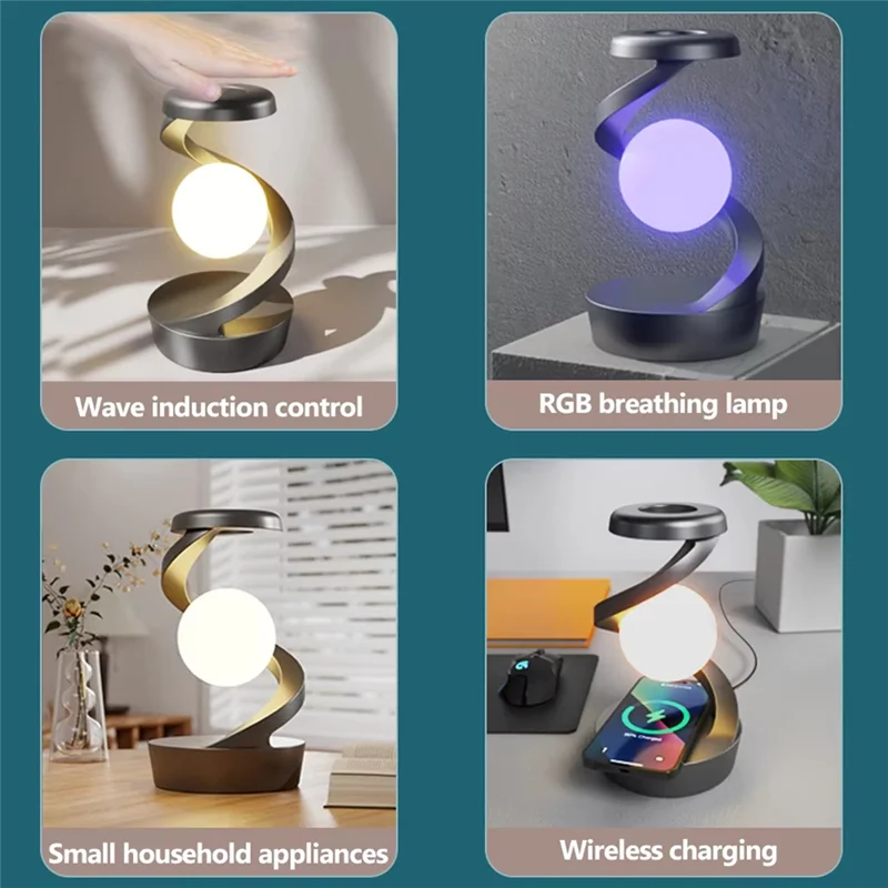 Levitating Night Light Cordless Rechargeable LED Levitating Night Light Forliving Room Gray-ABRO
Levitating Night Light Cordless Rechargeable LED Levitating Night Light Forliving Room Gray-ABRO
