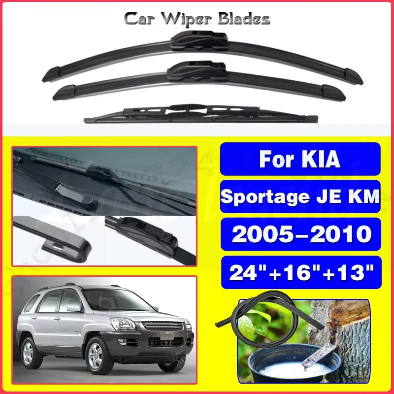 For KIA Sportage JE KM 2005-2010 Car Front Rear Wiper Blades Soft Rubber Windscreen Wipers Auto Windshield 24"+16"+13" 2008 2009
For KIA Sportage JE KM 2005-2010 Car Front Rear Wiper Blades Soft Rubber Windscreen Wipers Auto Windshield 24"+16"+13" 2008 2009