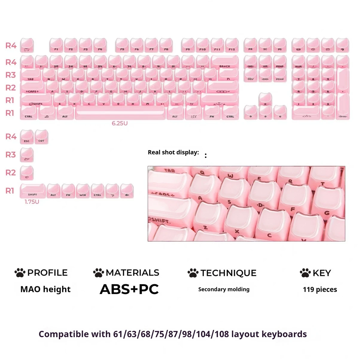 MAO high cat head jelly side engraved keycaps, custom wooting magnetic axis mechanical keyboard keycaps
MAO high cat head jelly side engraved keycaps, custom wooting magnetic axis mechanical keyboard keycaps