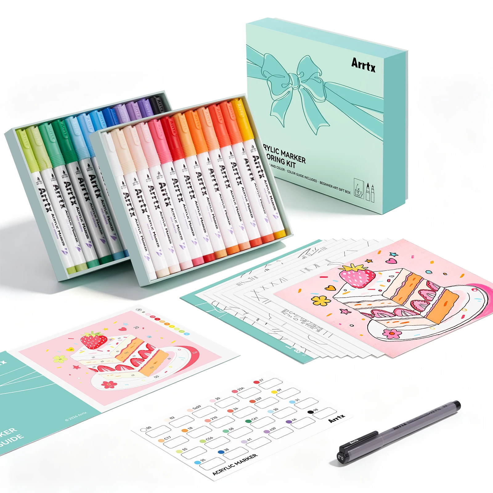 Arrtx 24 Colors Dual Tip Acrylic Pens Brush 0.3mm Liner Anime Kit 8 Line Sheets Lettering Illustration Adult Beginner DIY
Arrtx 24 Colors Dual Tip Acrylic Pens Brush 0.3mm Liner Anime Kit 8 Line Sheets Lettering Illustration Adult Beginner DIY