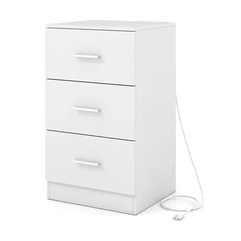 Nightstand with Charging Station End Table with 3 Storage Drawers Bedside Table for Bedroom-White
Nightstand with Charging Station End Table with 3 Storage Drawers Bedside Table for Bedroom-White