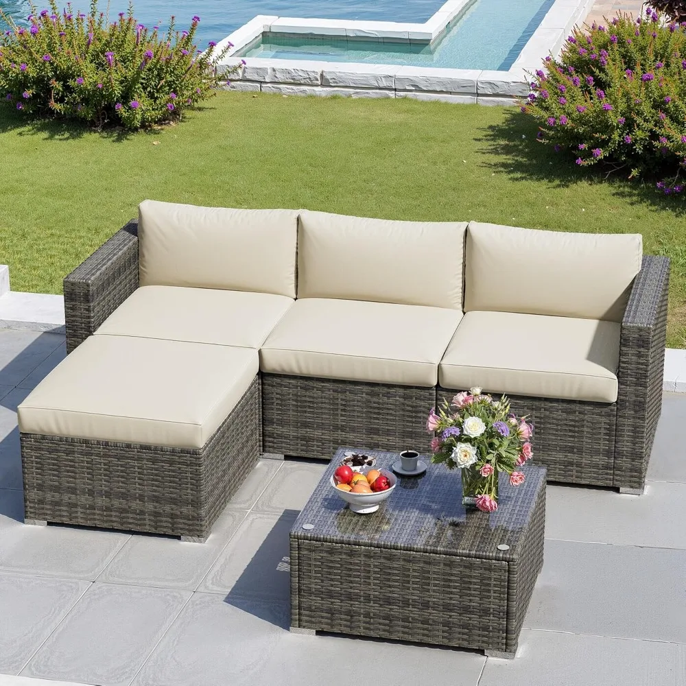 Outdoor Patio Furniture Set with Glass Top Tea Table, PE Rattan Wicker Conversation Set Including Washable Cushions
Outdoor Patio Furniture Set with Glass Top Tea Table, PE Rattan Wicker Conversation Set Including Washable Cushions