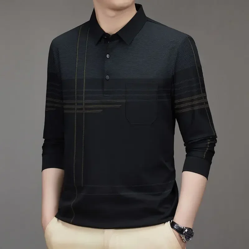 Футболка-поло для мужчин, деловые пуловеры в полоску, деловой мужской свитшот, корейская осенне-зимняя уличная одежда, распродажа, высокий бренд, повседневная оптом 
Футболка-поло для мужчин, деловые пуловеры в полоску, деловой мужской свитшот, корейская осенне-зимняя уличная одежда, распродажа, высокий бренд, повседневная оптом