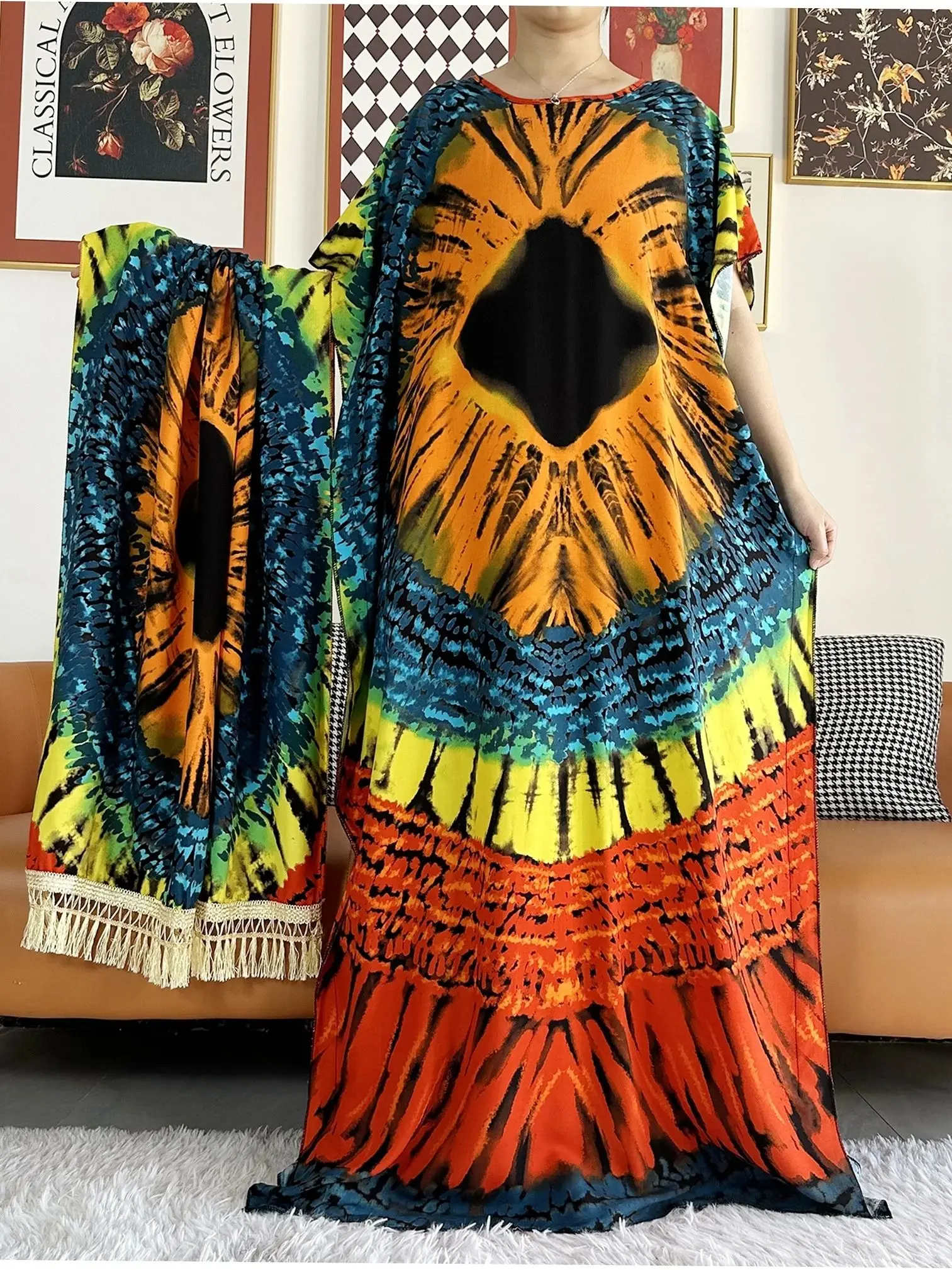 2024 New Abaya Lady's Dress With Big Scarf African Summer Women Short Sleeve Dashiki Printed Floral Loose Islam Cotton Clothing
2024 New Abaya Lady's Dress With Big Scarf African Summer Women Short Sleeve Dashiki Printed Floral Loose Islam Cotton Clothing